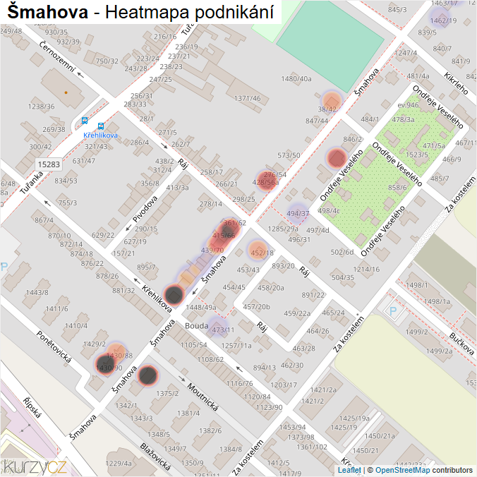 Mapa Šmahova - Firmy v ulici.
