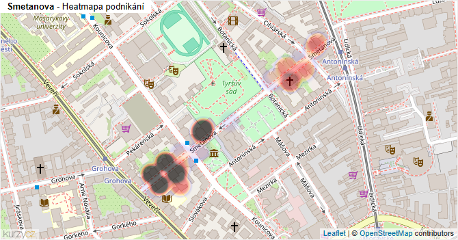 Smetanova - mapa podnikání