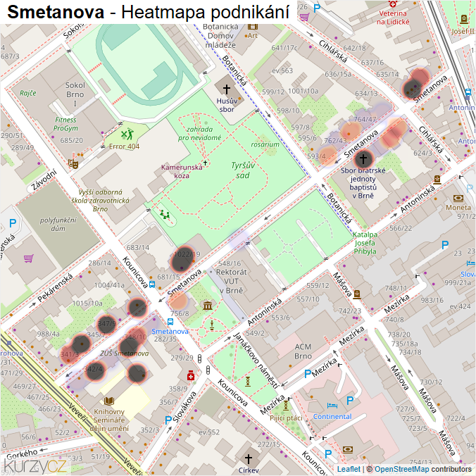 Mapa Smetanova - Firmy v ulici.