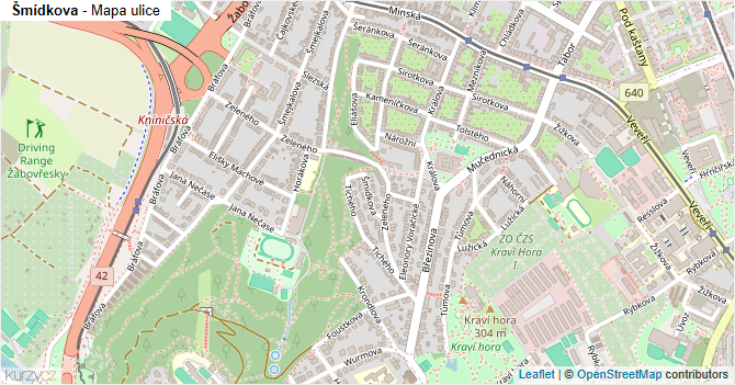 Šmídkova - mapa ulice