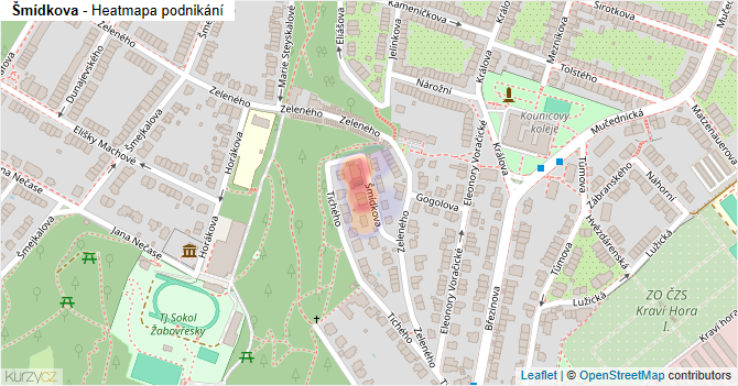 Šmídkova - mapa podnikání