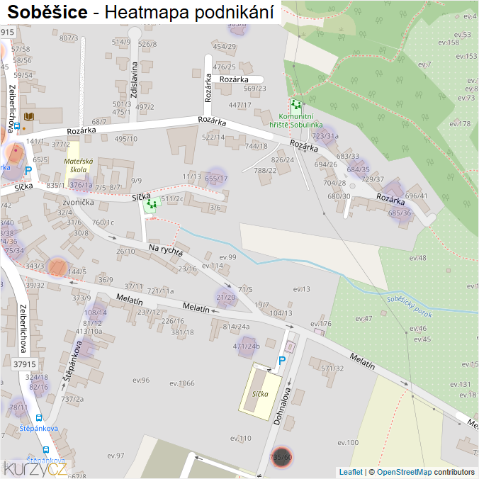 Mapa Soběšice - Firmy v části obce.