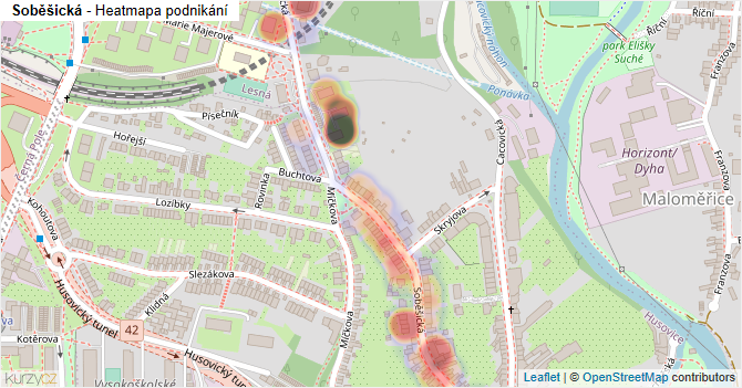 Soběšická - mapa podnikání