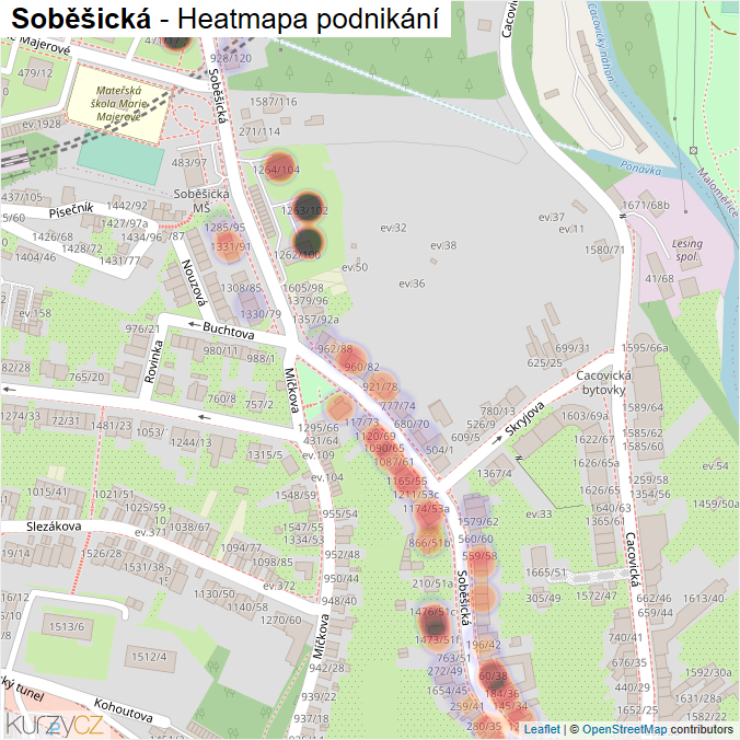 Mapa Soběšická - Firmy v ulici.