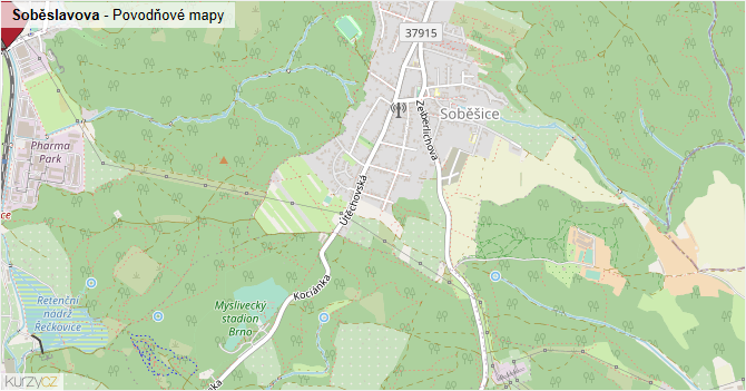 Soběslavova - záplavové mapy stoleté vody
