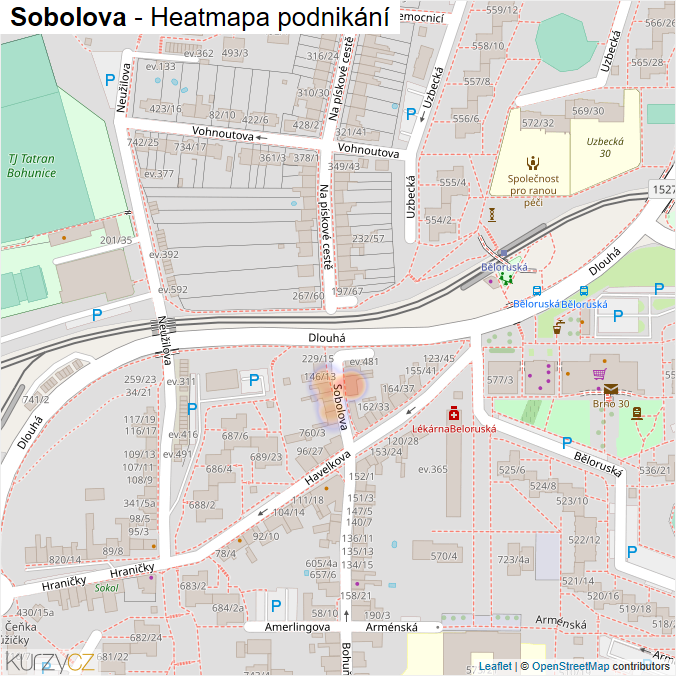 Mapa Sobolova - Firmy v ulici.