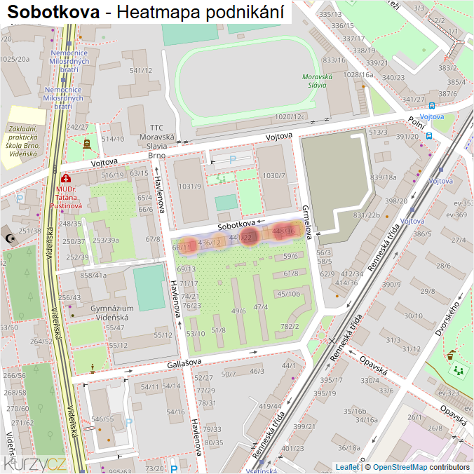 Mapa Sobotkova - Firmy v ulici.