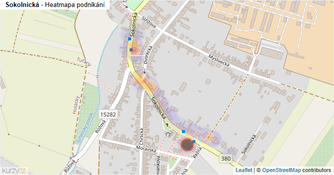 Sokolnická - mapa podnikání