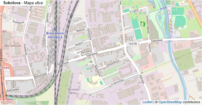 Sokolova - mapa ulice