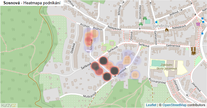 Sosnová - mapa podnikání