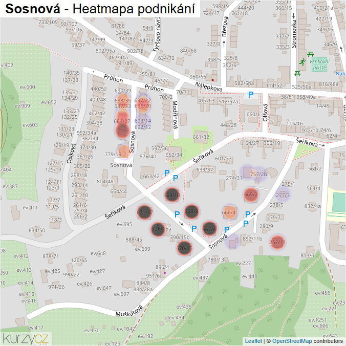 Mapa Sosnová - Firmy v ulici.