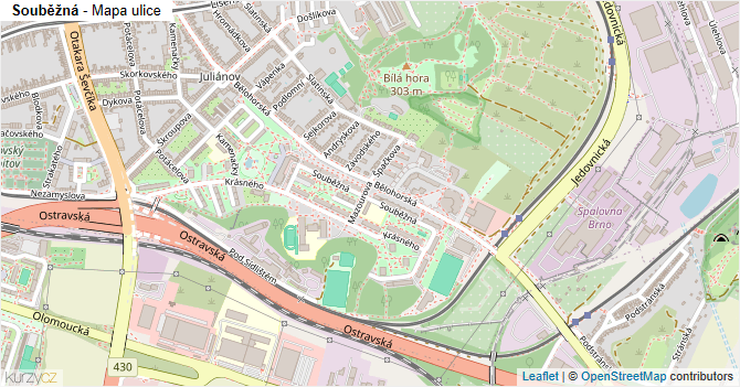 Souběžná - mapa ulice