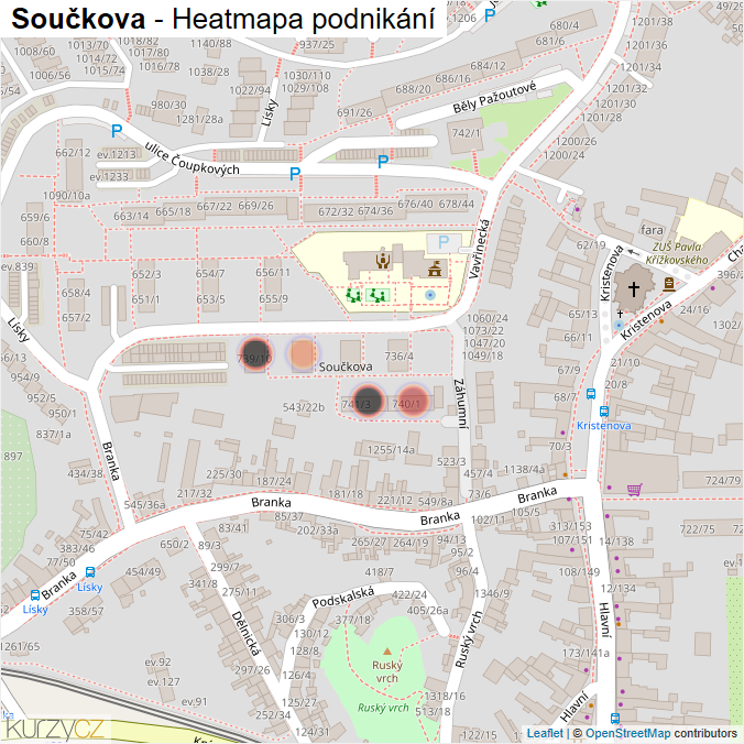 Mapa Součkova - Firmy v ulici.