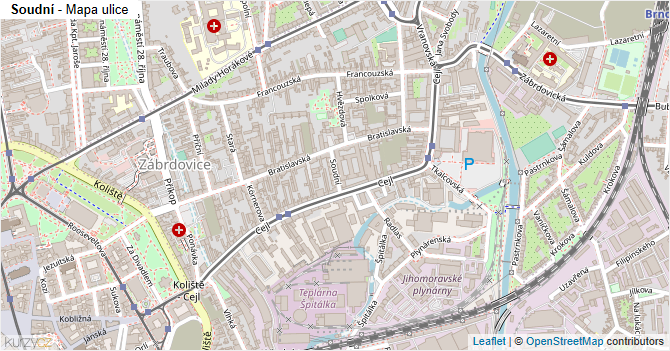 Soudní - mapa ulice