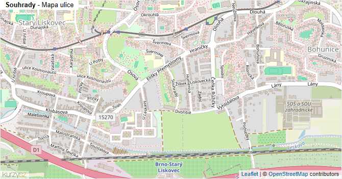 Souhrady - mapa ulice