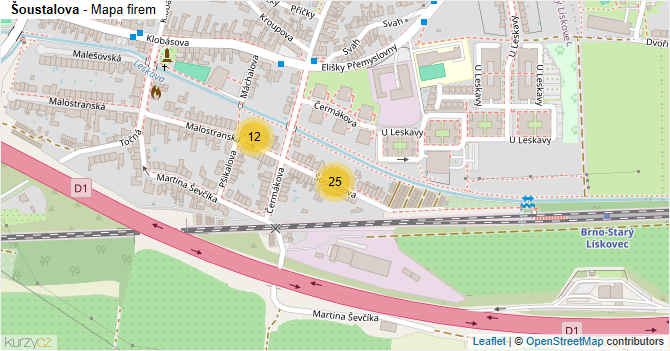 Šoustalova - mapa firem