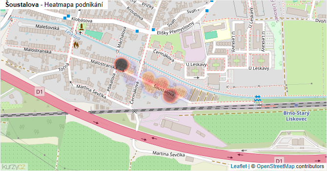 Šoustalova - mapa podnikání