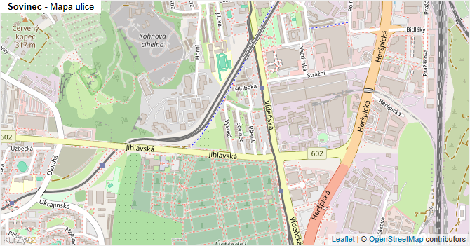Sovinec - mapa ulice