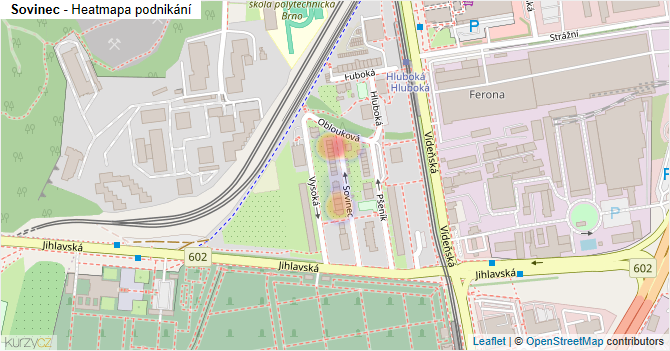 Sovinec - mapa podnikání