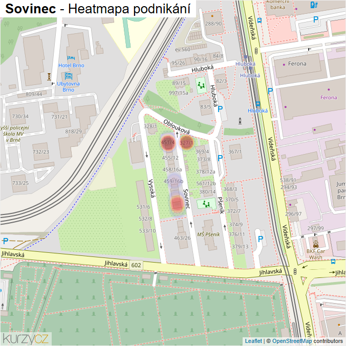 Mapa Sovinec - Firmy v ulici.