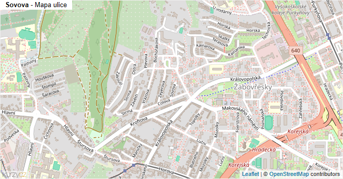 Sovova - mapa ulice