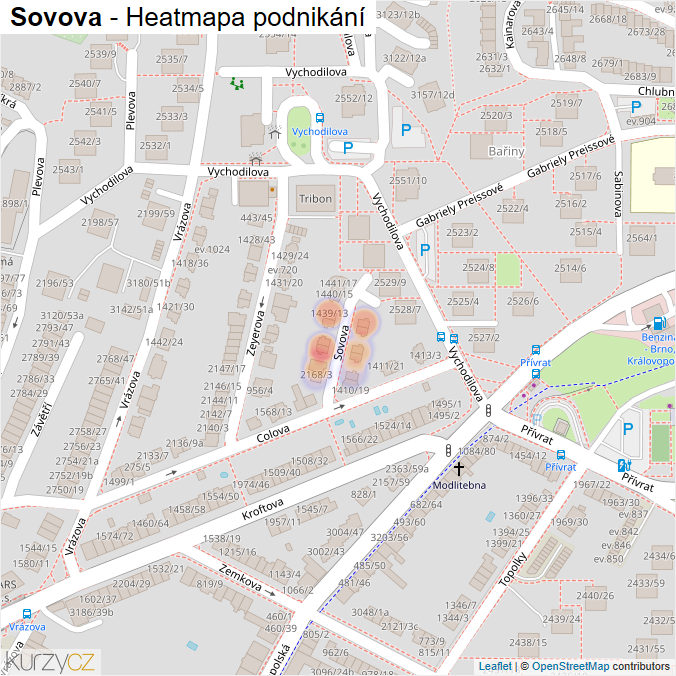 Mapa Sovova - Firmy v ulici.