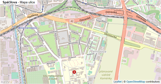 Spáčilova - mapa ulice
