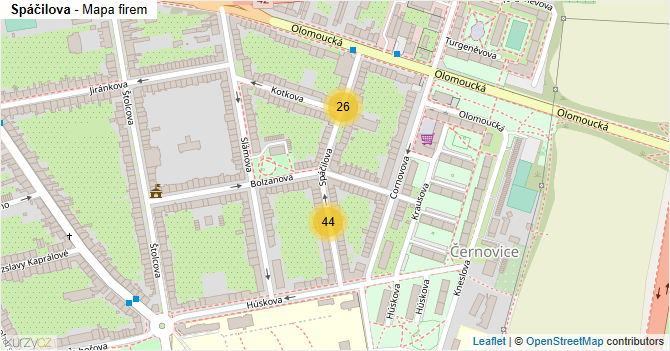 Spáčilova - mapa firem