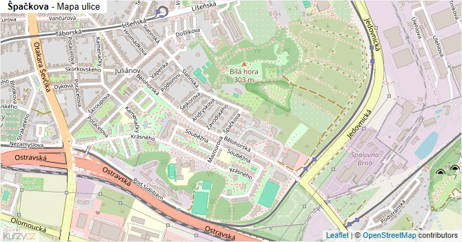 Špačkova - mapa ulice