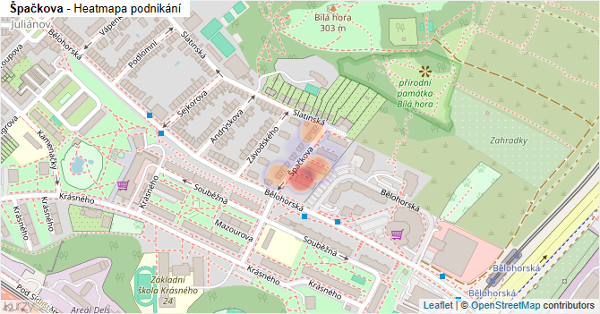 Špačkova - mapa podnikání
