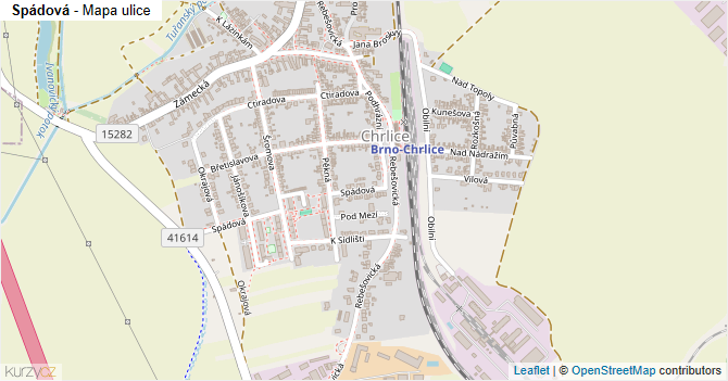 Spádová - mapa ulice