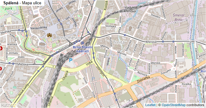Spálená - mapa ulice