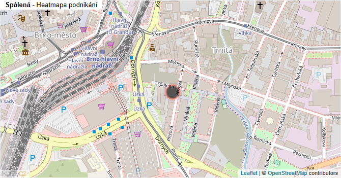 Spálená - mapa podnikání