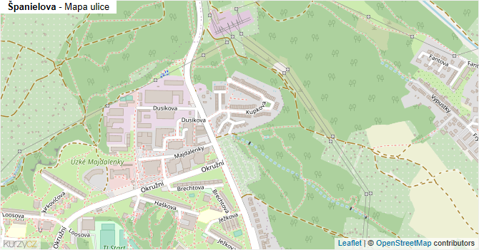 Španielova - mapa ulice