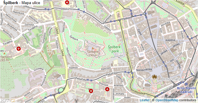Špilberk - mapa ulice