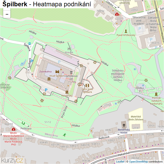 Mapa Špilberk - Firmy v ulici.