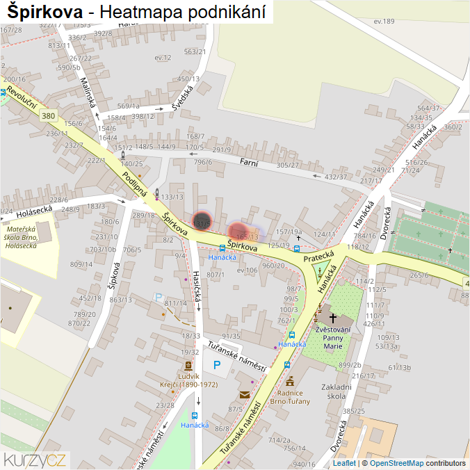 Mapa Špirkova - Firmy v ulici.