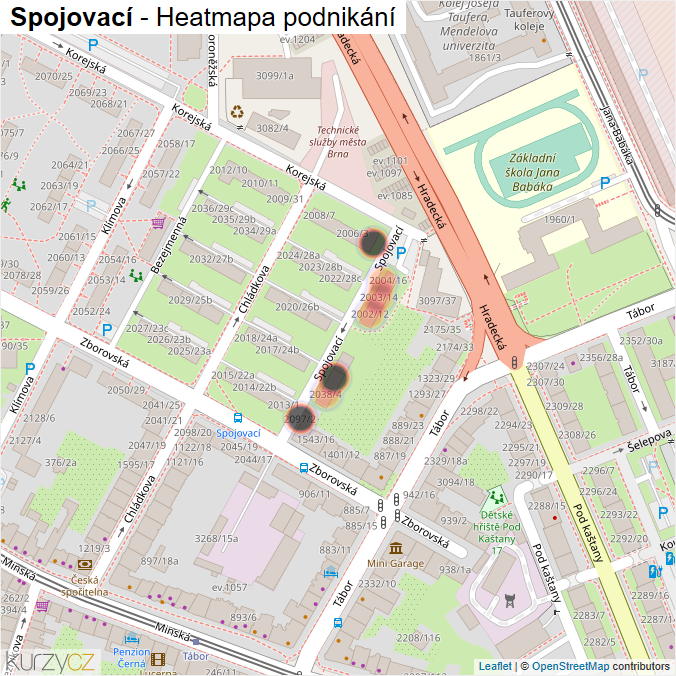 Mapa Spojovací - Firmy v ulici.