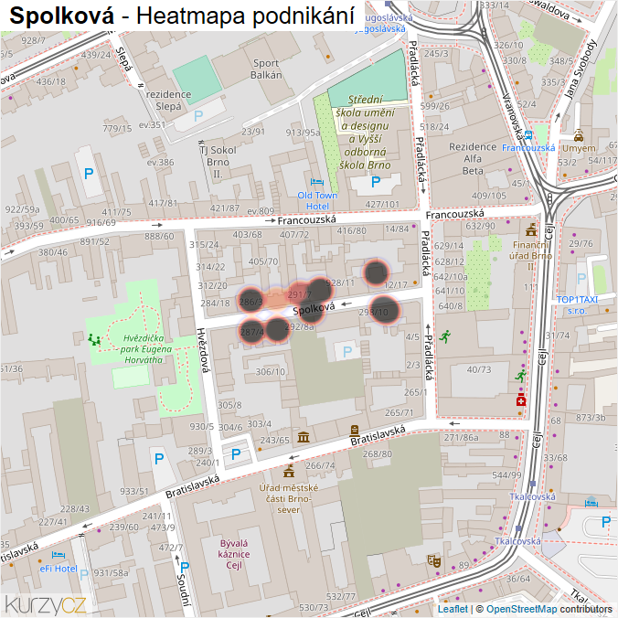 Mapa Spolková - Firmy v ulici.