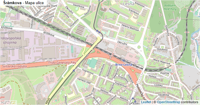 Šrámkova - mapa ulice