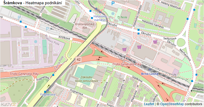 Šrámkova - mapa podnikání