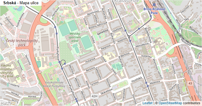 Srbská - mapa ulice