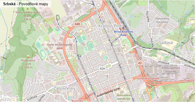 Srbská - záplavové mapy stoleté vody
