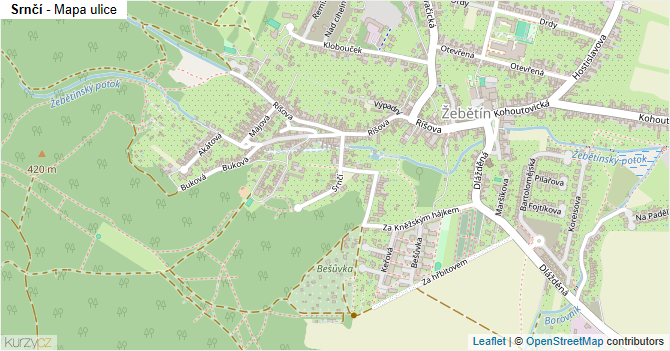 Srnčí - mapa ulice