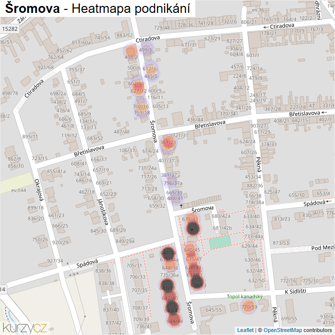 Mapa Šromova - Firmy v ulici.