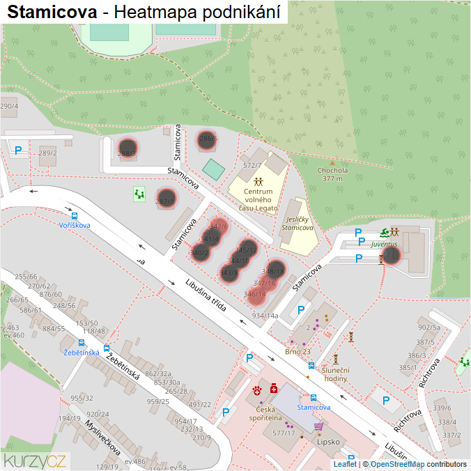 Mapa Stamicova - Firmy v ulici.