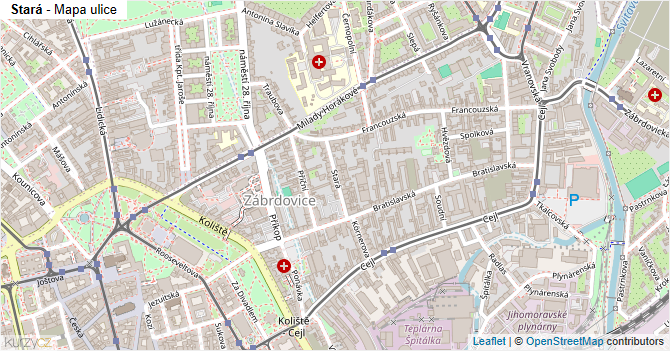 Stará - mapa ulice