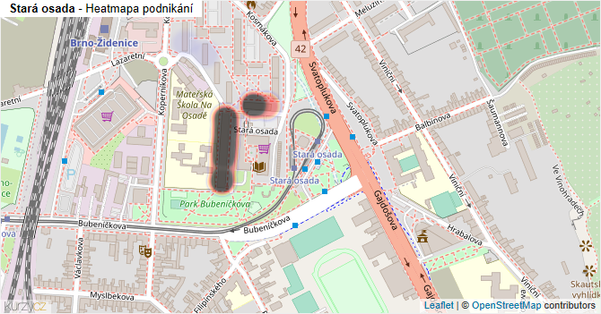 Stará osada - mapa podnikání