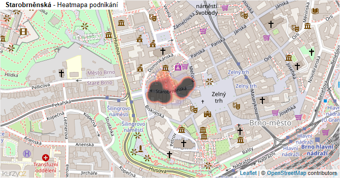 Starobrněnská - mapa podnikání