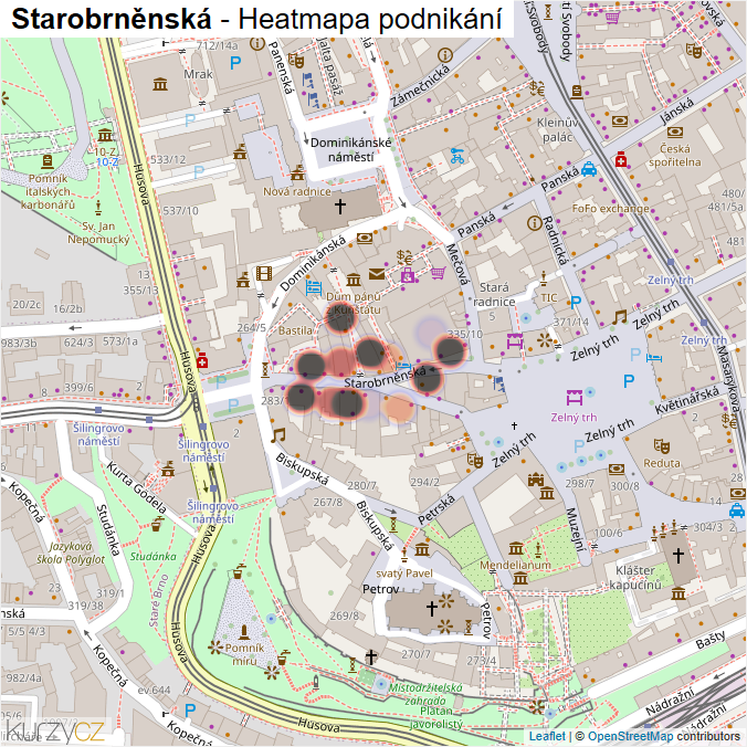 Mapa Starobrněnská - Firmy v ulici.